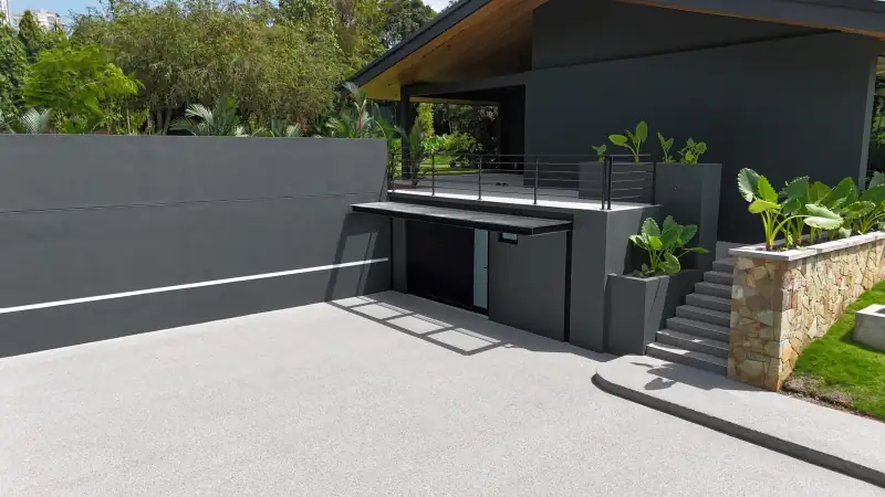 Poseidon blend patio and steps beside a modern home